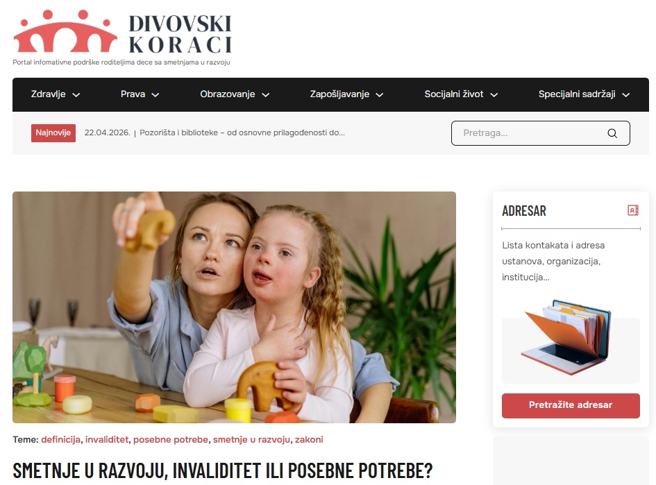 Portal ”Divovski koraci” okuplja sadržaje koji roditeljima mogu da pomognu u različitim životnim situacijama. Foto: divovskikoraci.rs